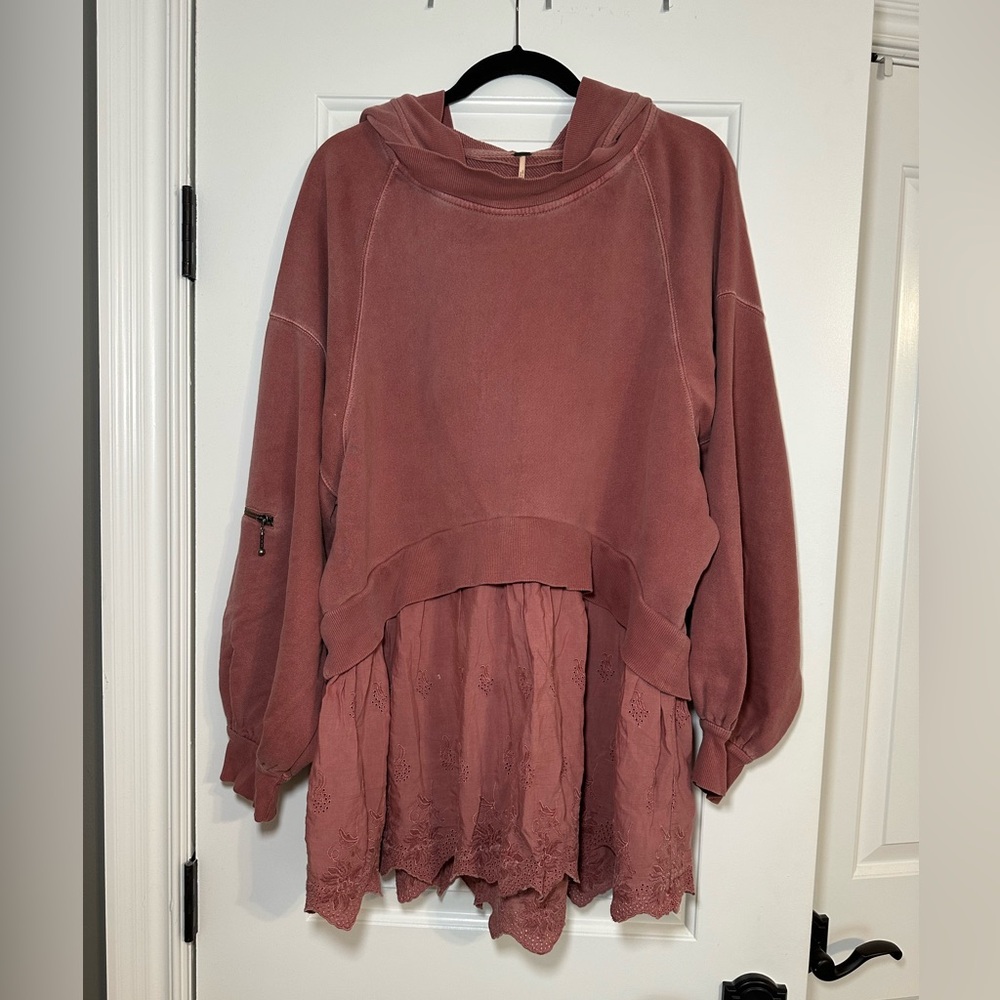 free people Mauve Layered Hoodie Top
